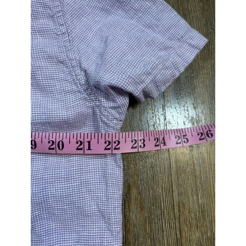 J. Crew Mens Purple White Houndstooth Linen Cotton Button Down Shirt Large